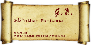 Günther Marianna névjegykártya